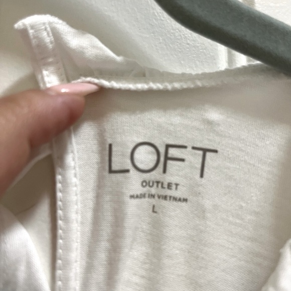 Loft Outlet Women’s White Ruffles Sleeves with See Through Dot Design At The Top - Picture 3 of 3